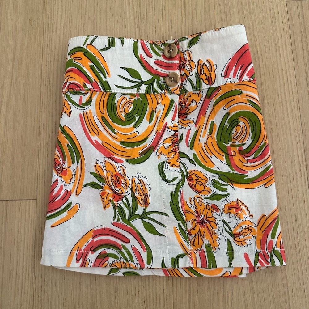 Floral Patterned Skirt with Button Detail